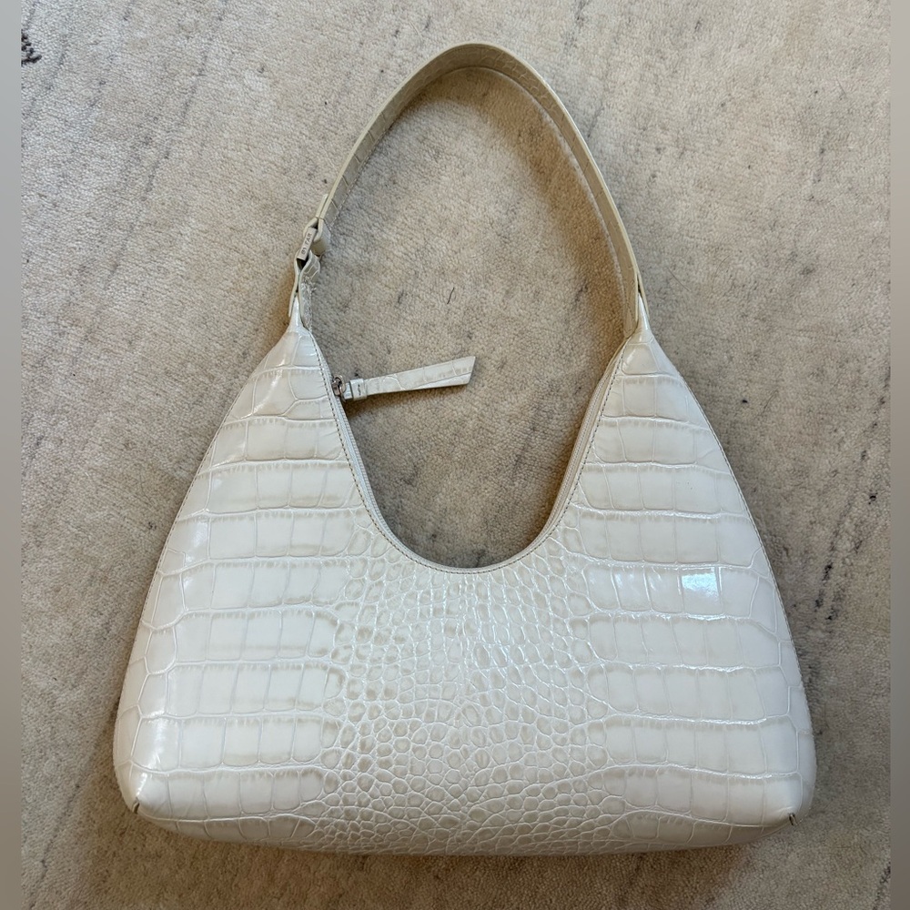By Far - Amber Cream Cream Croco Embossed Leather bag